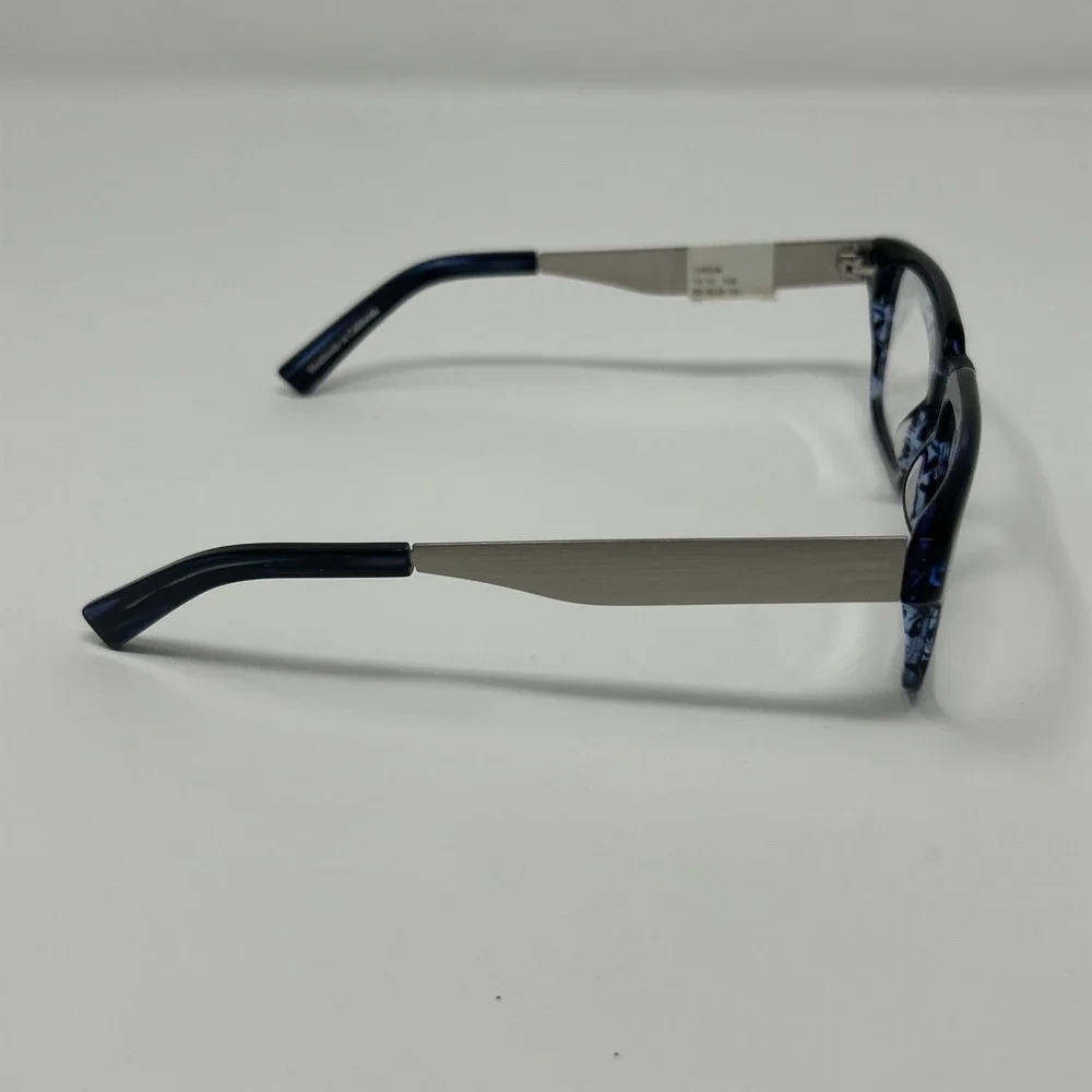 NWT Norman Childs CARSON Eyeglasses 55-14-135 BS Unisex Adult Blue Silver Frames